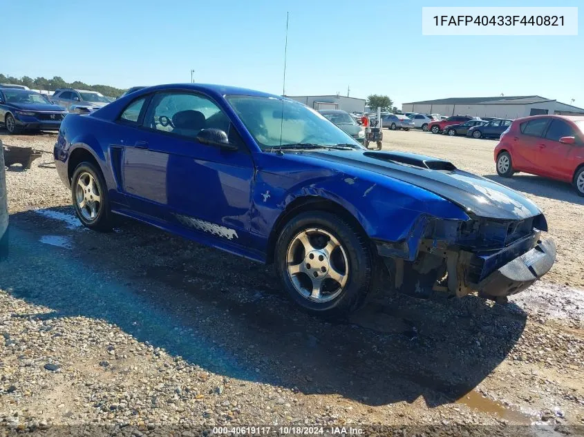 2003 Ford Mustang VIN: 1FAFP40433F440821 Lot: 40619117