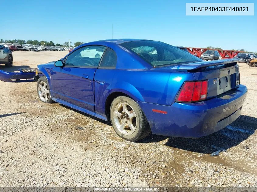 2003 Ford Mustang VIN: 1FAFP40433F440821 Lot: 40619117