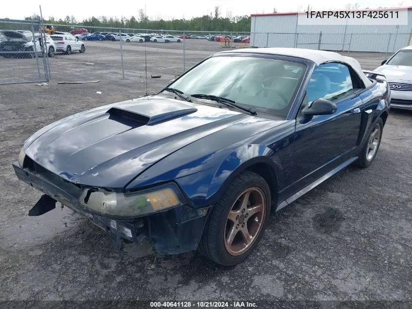 2003 Ford Mustang Gt VIN: 1FAFP45X13F425611 Lot: 40641128