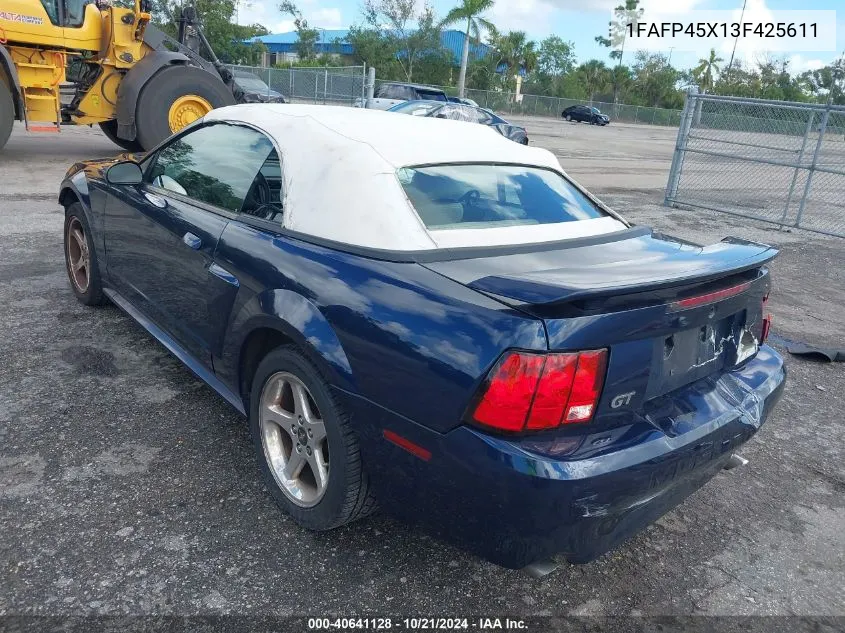 2003 Ford Mustang Gt VIN: 1FAFP45X13F425611 Lot: 40641128