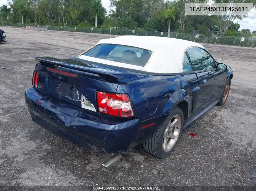 2003 Ford Mustang Gt VIN: 1FAFP45X13F425611 Lot: 40641128