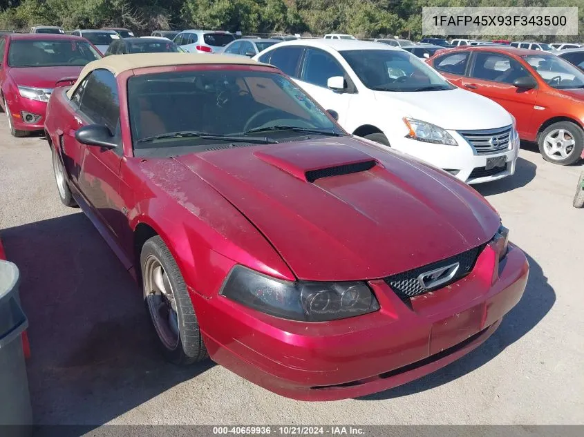 2003 Ford Mustang Gt VIN: 1FAFP45X93F343500 Lot: 40659936