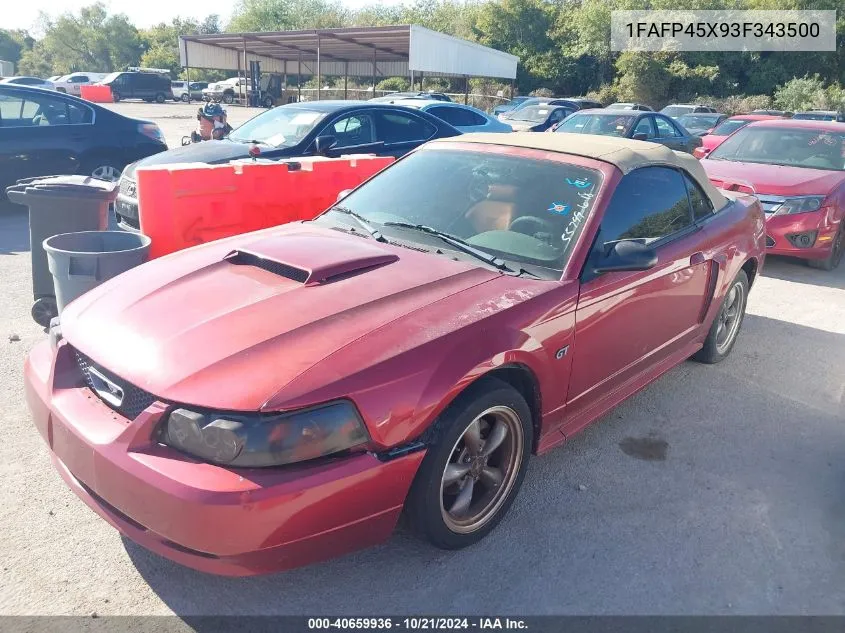 2003 Ford Mustang Gt VIN: 1FAFP45X93F343500 Lot: 40659936