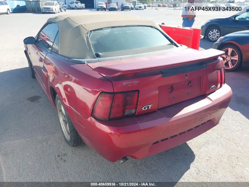 2003 Ford Mustang Gt VIN: 1FAFP45X93F343500 Lot: 40659936