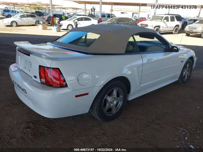 2003 Ford Mustang VIN: 1FAFP44483F431378 Lot: 40673157