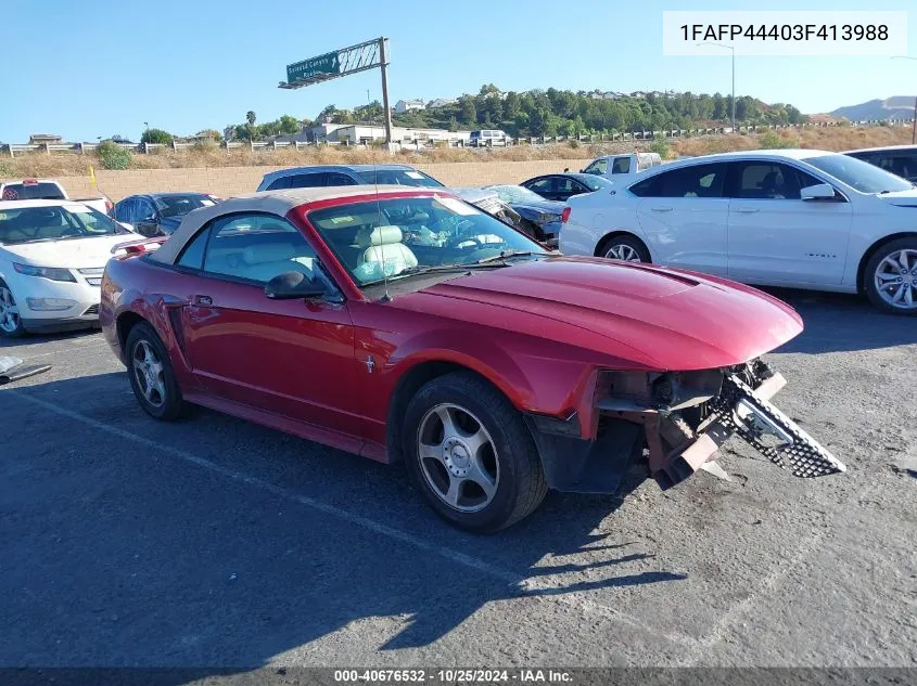 2003 Ford Mustang VIN: 1FAFP44403F413988 Lot: 40676532