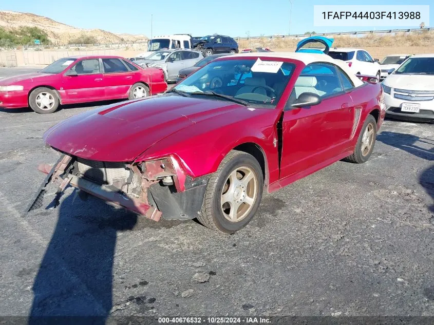 2003 Ford Mustang VIN: 1FAFP44403F413988 Lot: 40676532