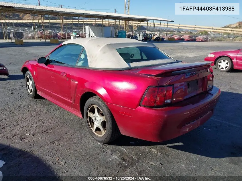 2003 Ford Mustang VIN: 1FAFP44403F413988 Lot: 40676532