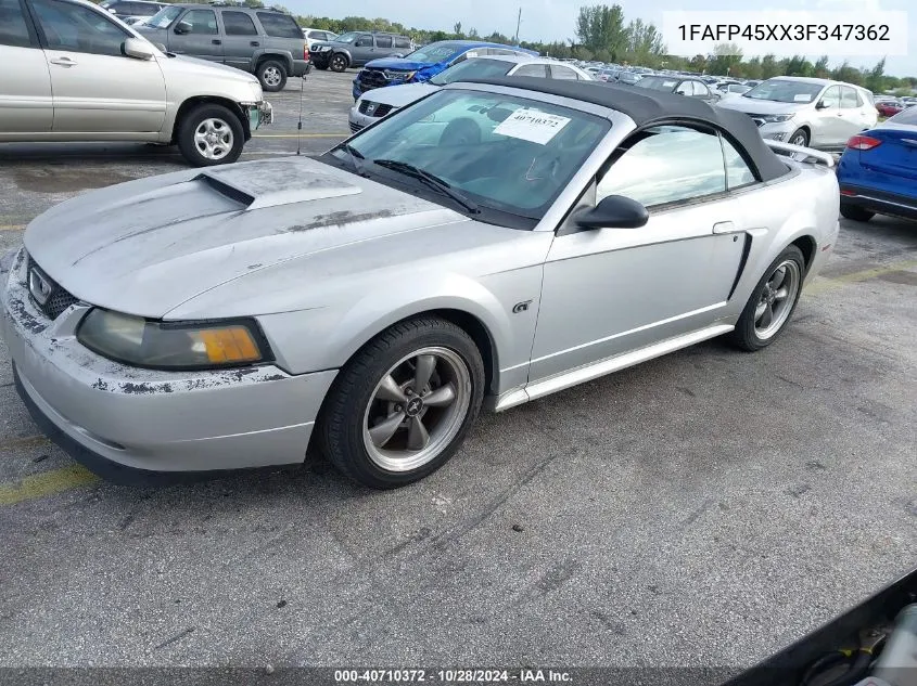 2003 Ford Mustang Gt VIN: 1FAFP45XX3F347362 Lot: 40710372