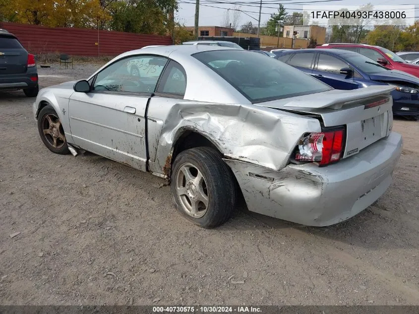 2003 Ford Mustang VIN: 1FAFP40493F438006 Lot: 40730575