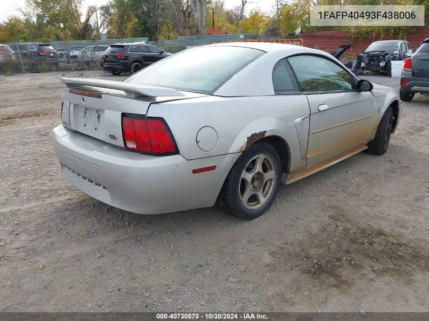 2003 Ford Mustang VIN: 1FAFP40493F438006 Lot: 40730575