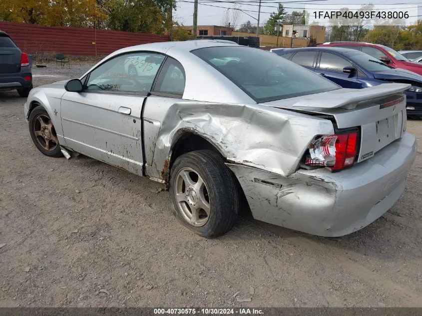 2003 Ford Mustang VIN: 1FAFP40493F438006 Lot: 40730575