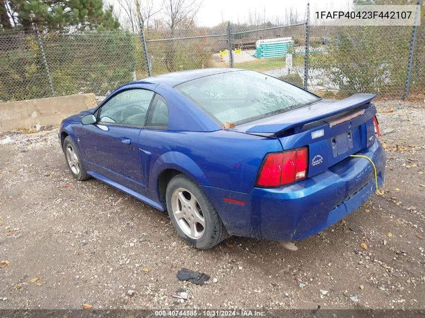 2003 Ford Mustang VIN: 1FAFP40423F442107 Lot: 40744585