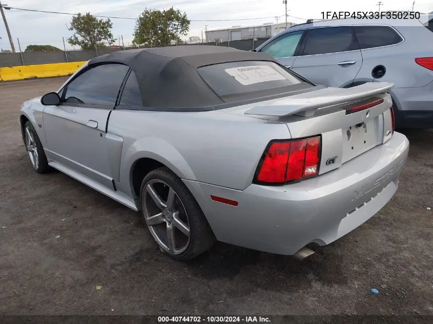 2003 Ford Mustang Gt VIN: 1FAFP45X33F350250 Lot: 40744702