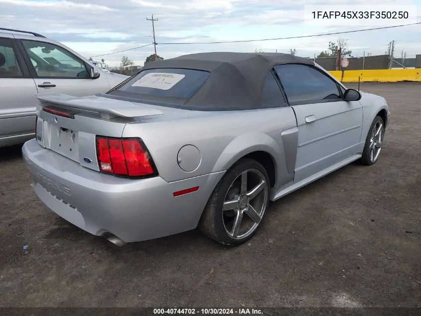 2003 Ford Mustang Gt VIN: 1FAFP45X33F350250 Lot: 40744702