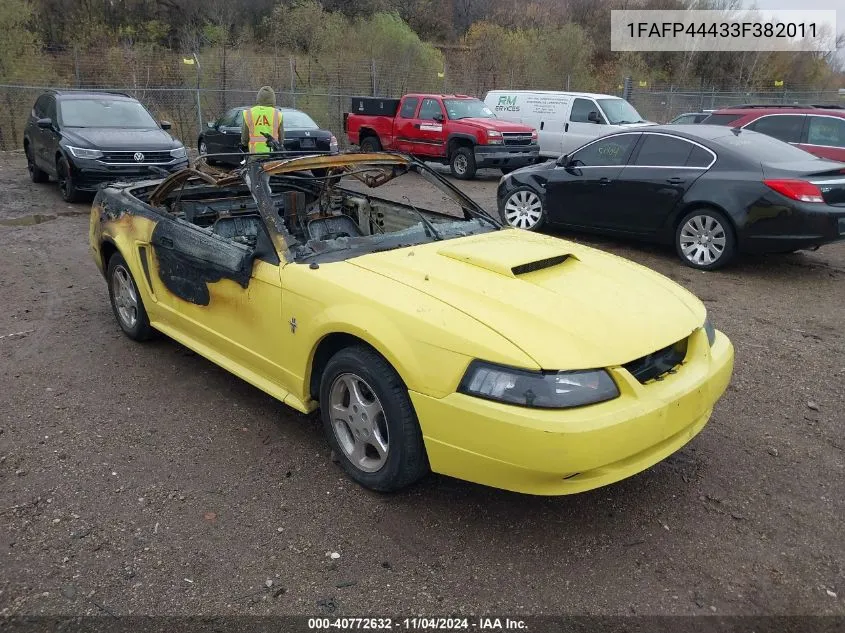 2003 Ford Mustang VIN: 1FAFP44433F382011 Lot: 40772632