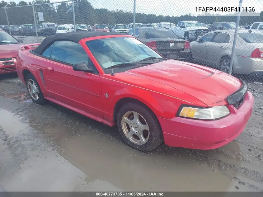 2003 Ford Mustang VIN: 1FAFP44403F411156 Lot: 40773735