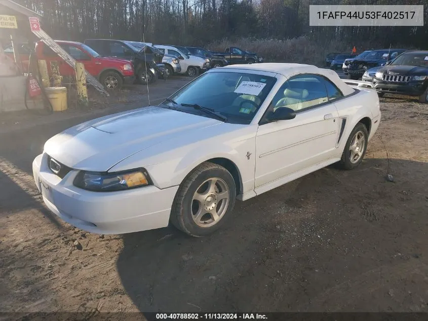 2003 Ford Mustang VIN: 1FAFP44U53F402517 Lot: 40788502