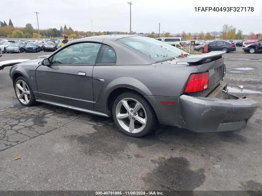 2003 Ford Mustang VIN: 1FAFP40493F327178 Lot: 40791995