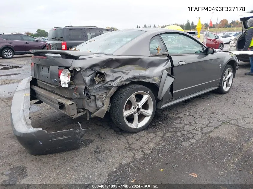 2003 Ford Mustang VIN: 1FAFP40493F327178 Lot: 40791995