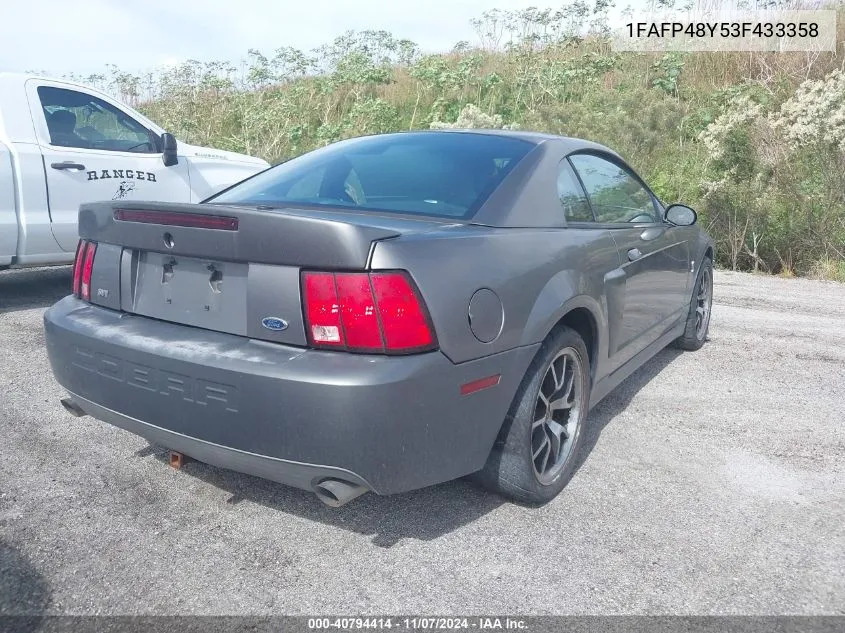 2003 Ford Mustang 10Th Anniversary Package/Cobra VIN: 1FAFP48Y53F433358 Lot: 40794414