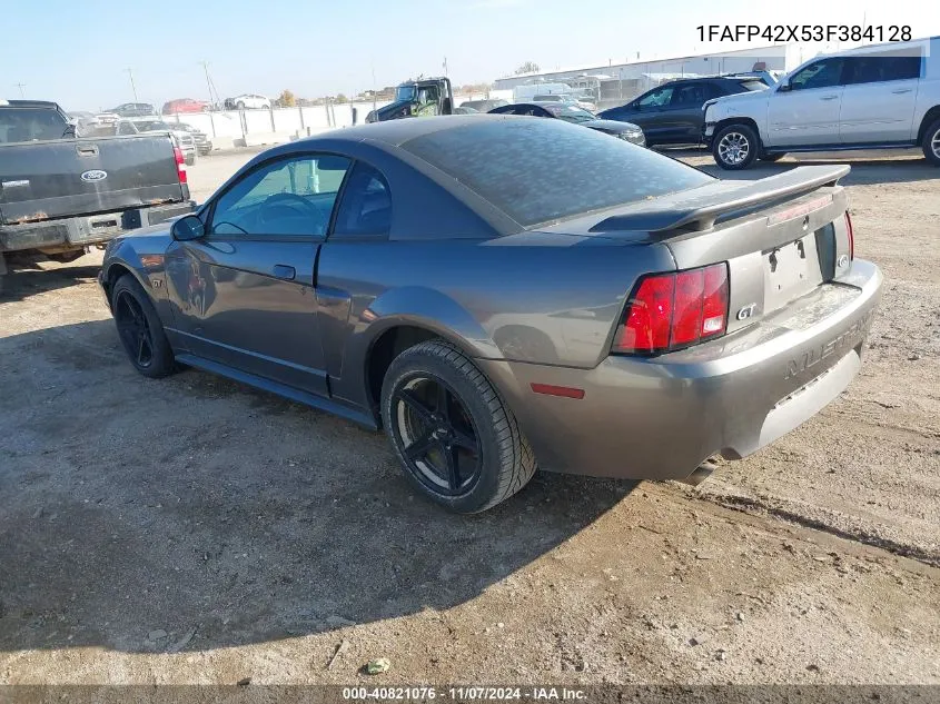 2003 Ford Mustang Gt VIN: 1FAFP42X53F384128 Lot: 40821076