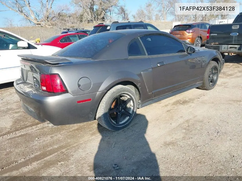 2003 Ford Mustang Gt VIN: 1FAFP42X53F384128 Lot: 40821076