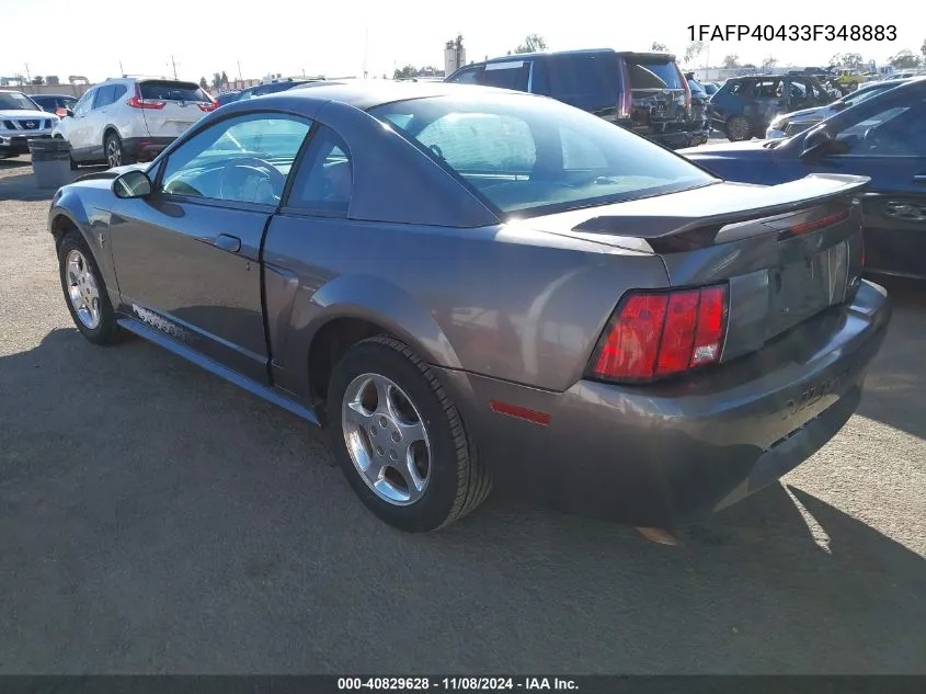 2003 Ford Mustang VIN: 1FAFP40433F348883 Lot: 40829628