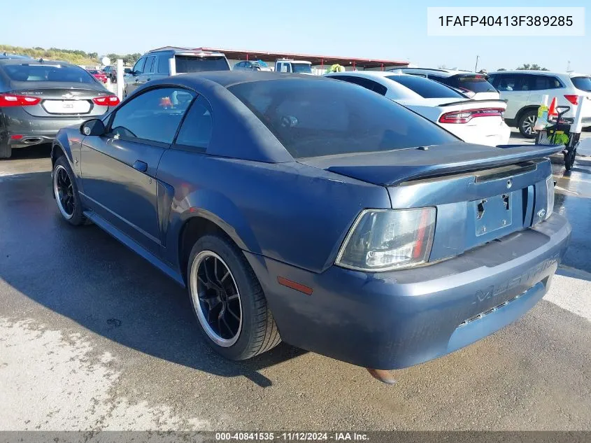 2003 Ford Mustang VIN: 1FAFP40413F389285 Lot: 40841535