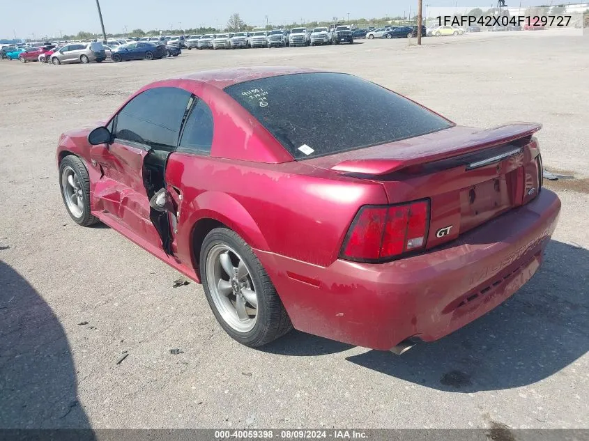 2004 Ford Mustang Gt VIN: 1FAFP42X04F129727 Lot: 40059398