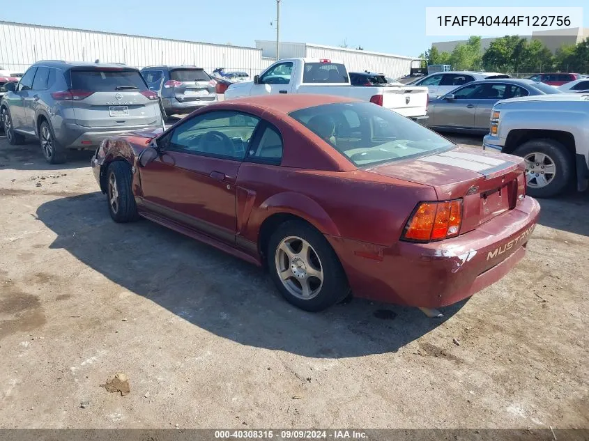 2004 Ford Mustang VIN: 1FAFP40444F122756 Lot: 40308315