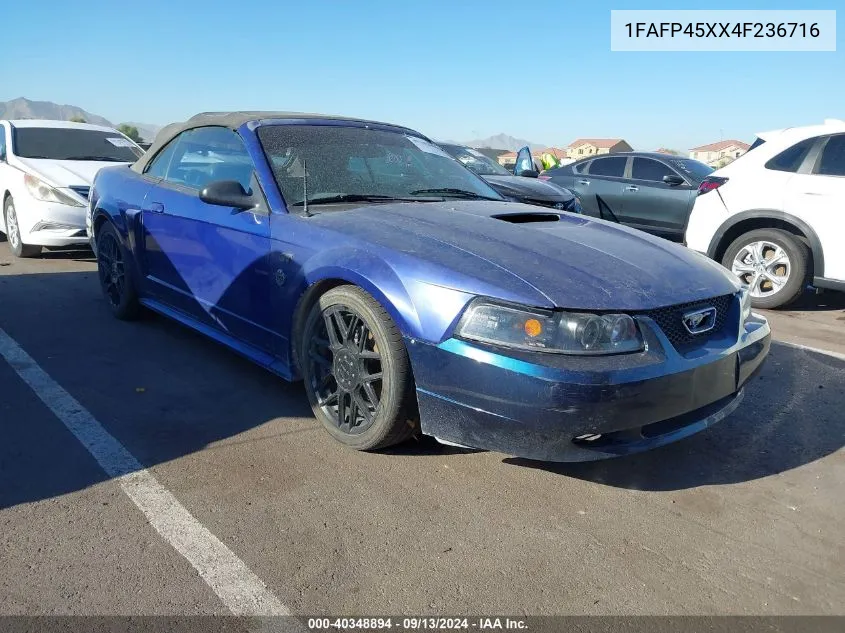 2004 Ford Mustang Gt VIN: 1FAFP45XX4F236716 Lot: 40348894