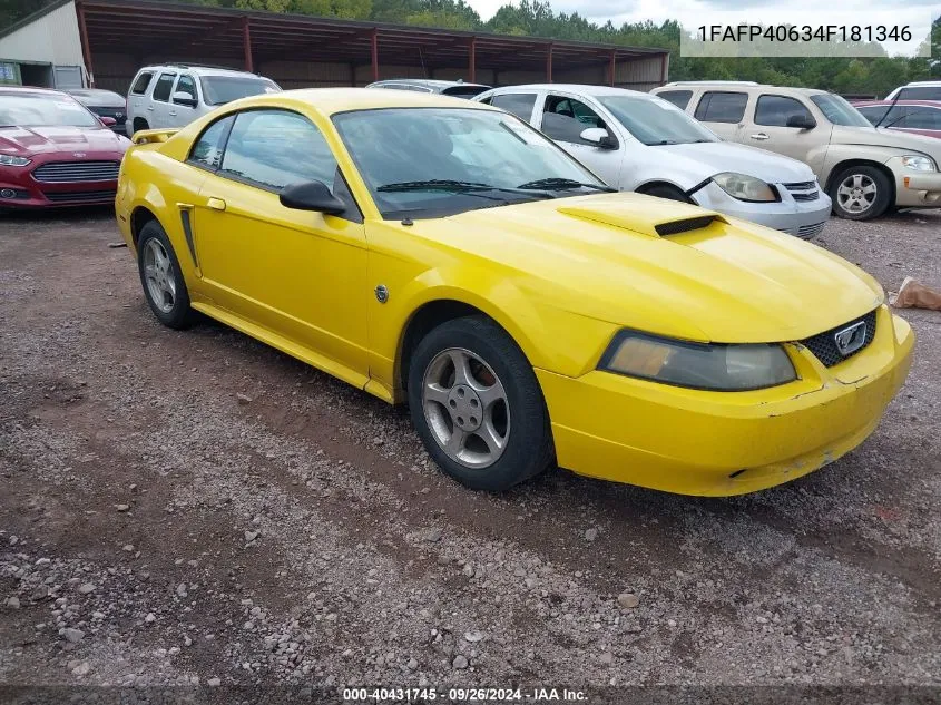 2004 Ford Mustang VIN: 1FAFP40634F181346 Lot: 40431745