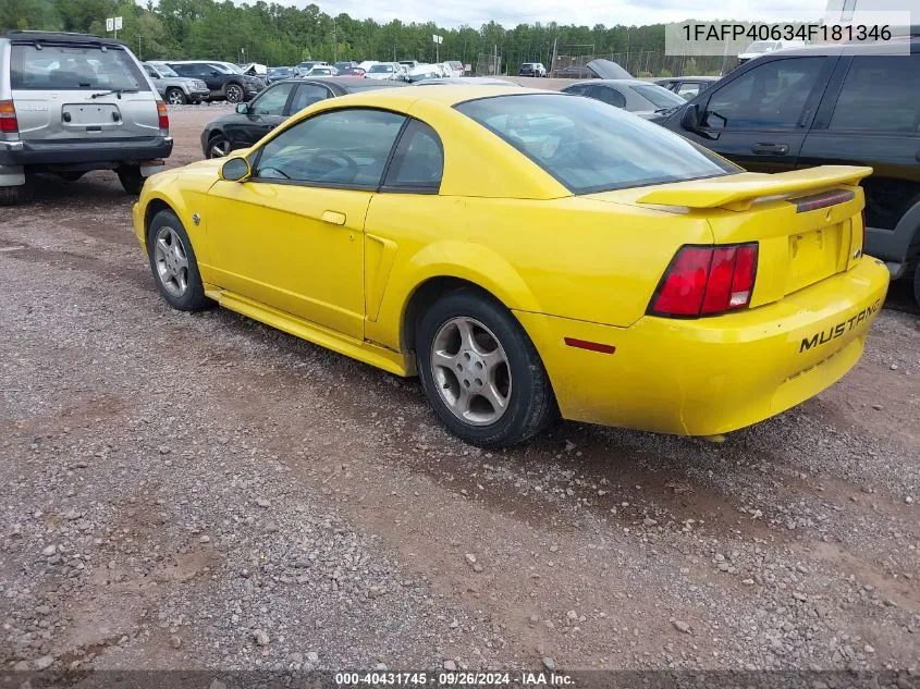 2004 Ford Mustang VIN: 1FAFP40634F181346 Lot: 40431745