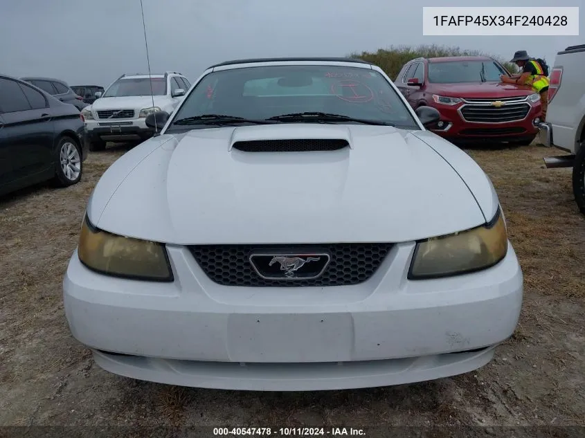 2004 Ford Mustang Gt VIN: 1FAFP45X34F240428 Lot: 40547478