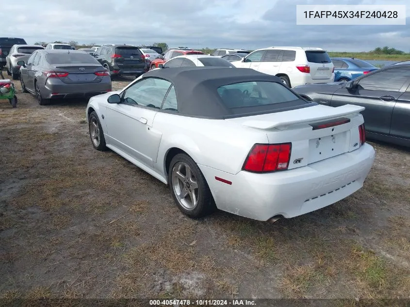 2004 Ford Mustang Gt VIN: 1FAFP45X34F240428 Lot: 40547478