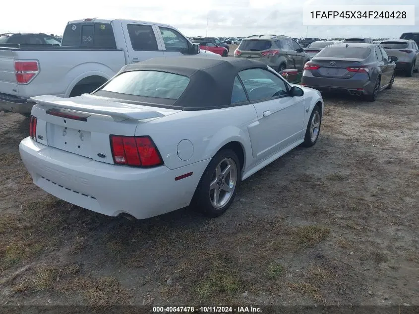 2004 Ford Mustang Gt VIN: 1FAFP45X34F240428 Lot: 40547478