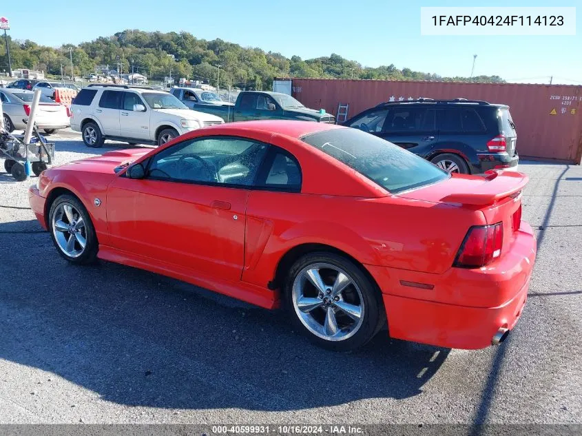 2004 Ford Mustang VIN: 1FAFP40424F114123 Lot: 40599931