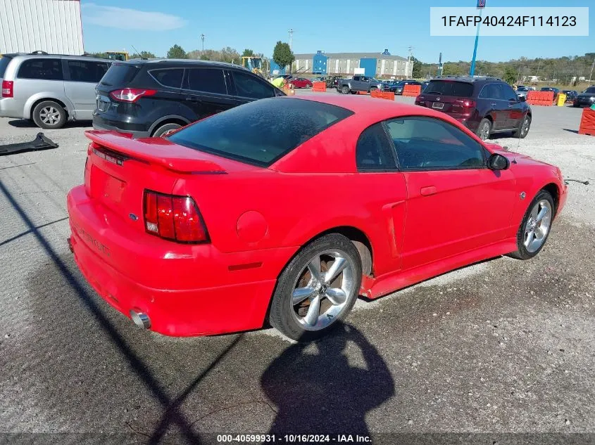 2004 Ford Mustang VIN: 1FAFP40424F114123 Lot: 40599931