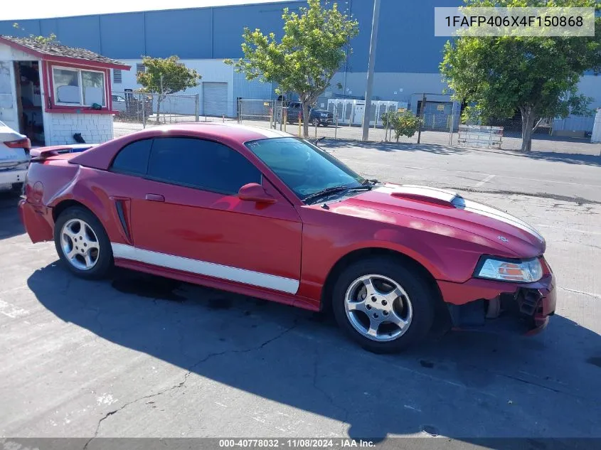 2004 Ford Mustang Premium VIN: 1FAFP406X4F150868 Lot: 40778032