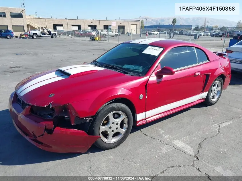 2004 Ford Mustang Premium VIN: 1FAFP406X4F150868 Lot: 40778032