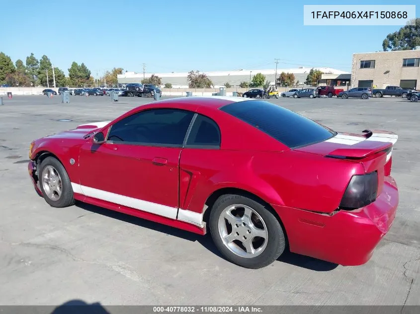 2004 Ford Mustang Premium VIN: 1FAFP406X4F150868 Lot: 40778032