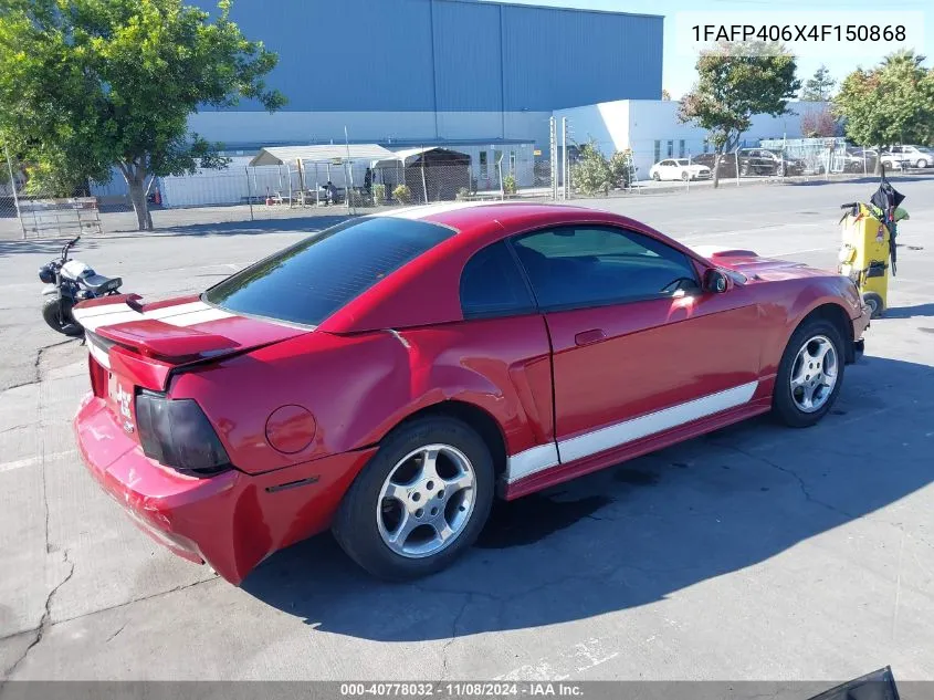 2004 Ford Mustang Premium VIN: 1FAFP406X4F150868 Lot: 40778032