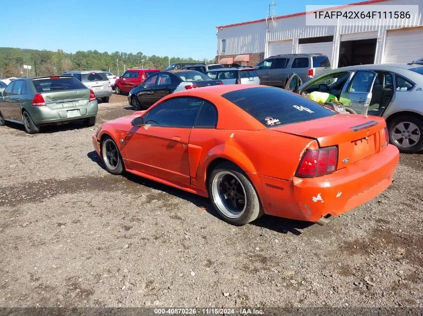 2004 Ford Mustang Gt VIN: 1FAFP42X64F111586 Lot: 40870226