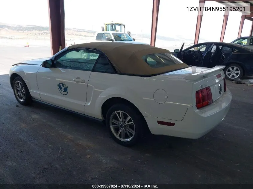 2005 Ford Mustang VIN: 1ZVHT84N955195201 Lot: 39907024