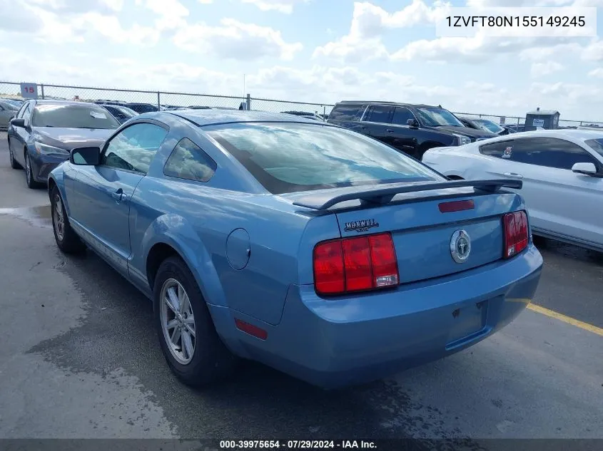 2005 Ford Mustang V6 Deluxe/V6 Premium VIN: 1ZVFT80N155149245 Lot: 39975654