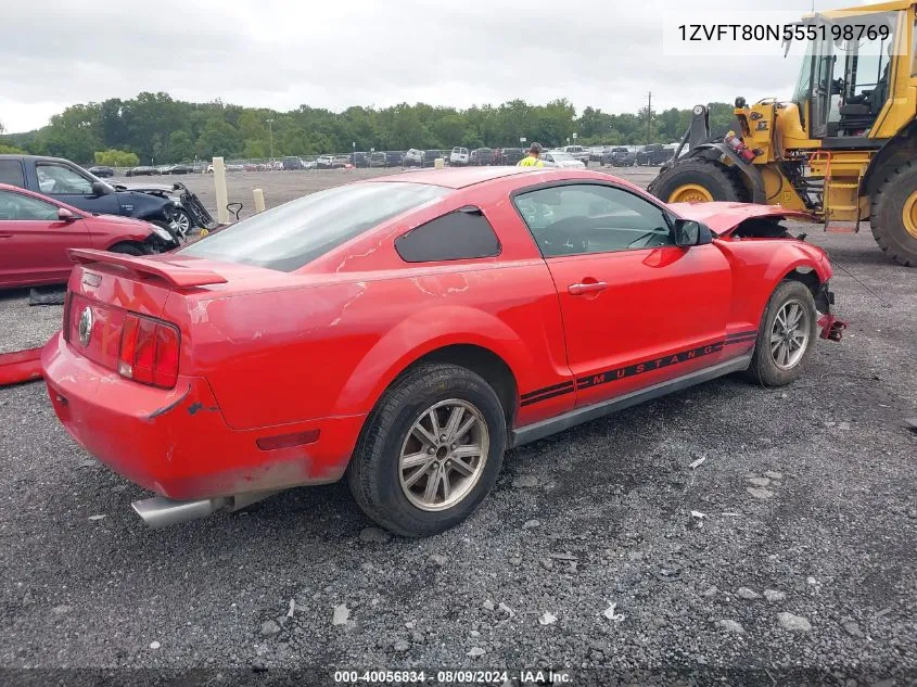 2005 Ford Mustang V6 Deluxe/V6 Premium VIN: 1ZVFT80N555198769 Lot: 40056834