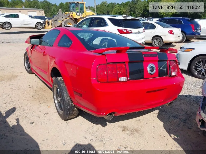 2005 Ford Mustang Gt VIN: 1ZVFT82H155141802 Lot: 40154665