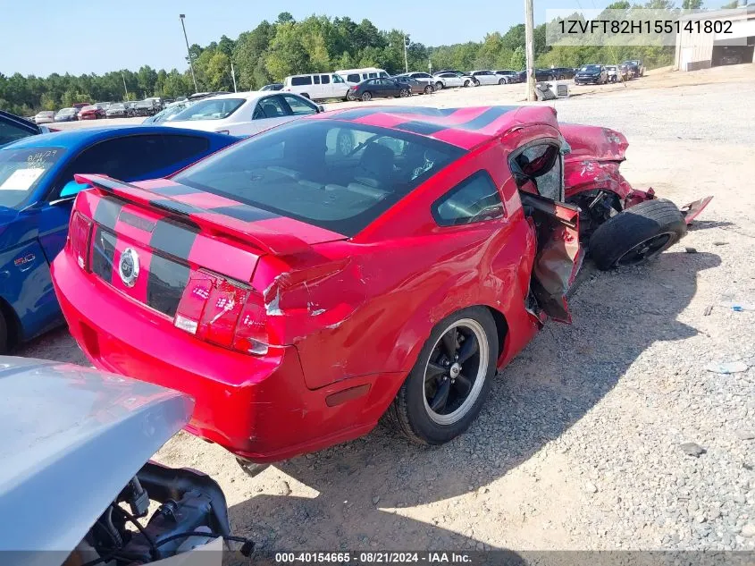 2005 Ford Mustang Gt VIN: 1ZVFT82H155141802 Lot: 40154665