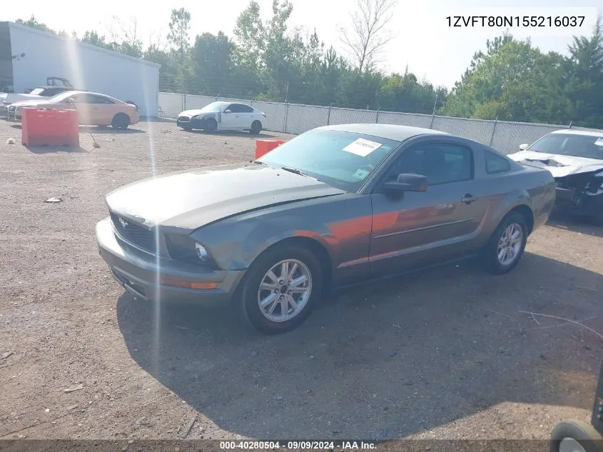 2005 Ford Mustang V6 Deluxe/V6 Premium VIN: 1ZVFT80N155216037 Lot: 40280504